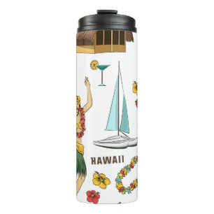 Vintage set pattern of Hawaiian icons and symbols Thermal Tumbler