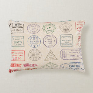 Vintage set vintage postage stamps from countries accent pillow