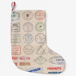 Vintage set vintage postage stamps from countries  small christmas stocking