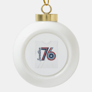 Vintage Seventeen 76 Patriotic Vector Shirt Design Ceramic Ball Christmas Ornament