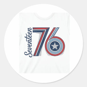 Vintage Seventeen 76 Patriotic Vector Shirt Design Classic Round Sticker