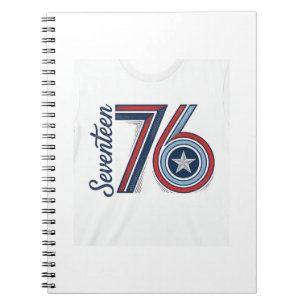 Vintage Seventeen 76 Patriotic Vector Shirt Design Notebook