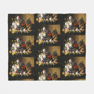 Vintage Severin Roesen Floral Fruit Still Life Fleece Blanket
