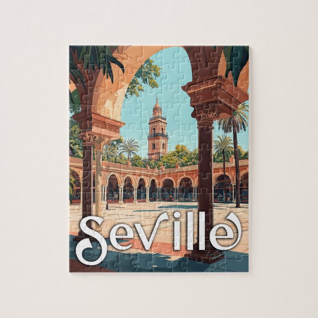 Vintage Seville, Spain - Classic Spanish Souvenir Jigsaw Puzzle (Vertical)