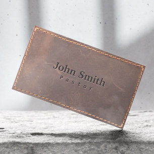 Vintage Sewed Leather Pastor Business Card