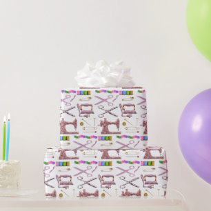 Vintage Sewing Accessories for Seamstress Tailor Wrapping Paper