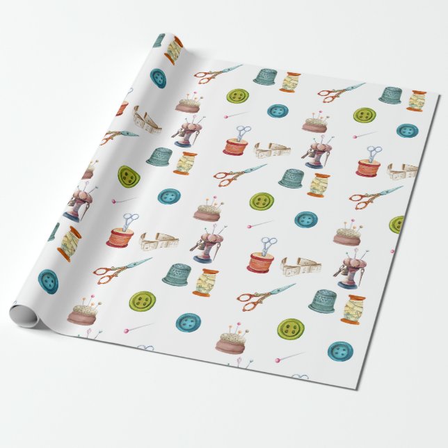 Vintage Sewing Accessories   Wrapping Paper (Unrolled)