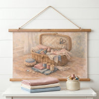 Vintage Sewing Basket Cottagecore Pastel