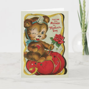 Vintage Sewing Bear Mother's Day Card