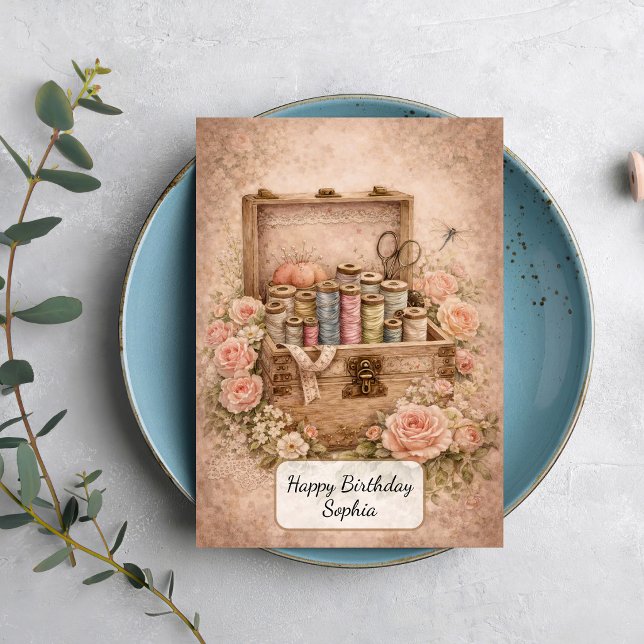 Vintage Sewing Box Card (Creator Uploaded)
