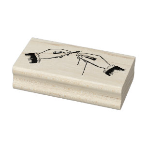 Vintage Sewing Hands Rubber Art Stamp