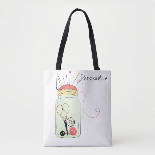 Vintage sewing kit tote bag (Front)