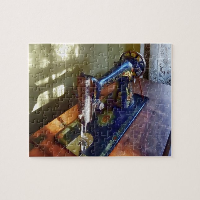 Vintage Sewing Machine and Shadow Jigsaw Puzzle (Horizontal)