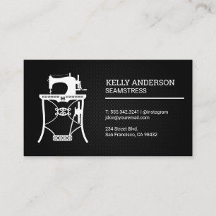 Vintage Sewing Machine Black Mesh Business Card