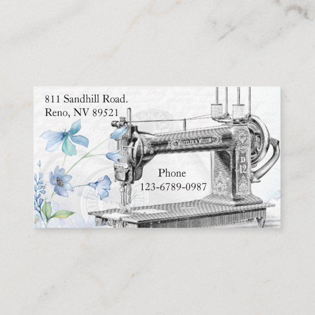 Vintage Sewing Machine Business Card (Back)