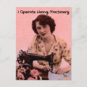 Vintage Sewing Machine Operating Heavy Machinery Postcard