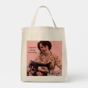 Vintage Sewing Machine Operating Heavy Machinery Tote Bag
