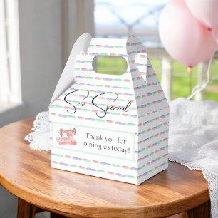 Vintage Sewing Machine Pastel Stitch Baby Shower Favor Box