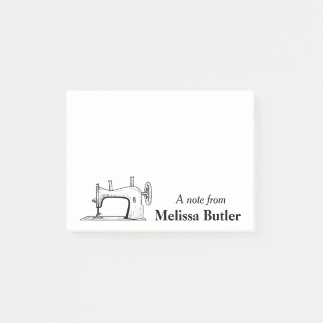 Vintage Sewing Machine Personalized Post-it Notes (Front)