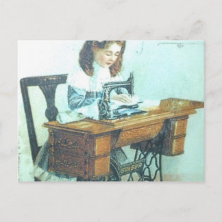 Vintage Sewing Machine Postcard