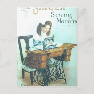 Vintage Sewing Machine Postcard