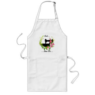 Vintage Sewing Machine Quilting Craft Theme Long Apron