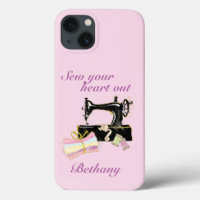 Vintage Sewing Machine Quote Pink