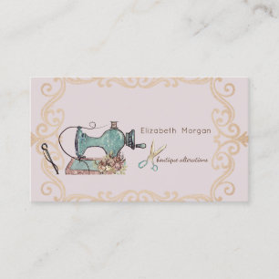 Vintage Sewing Machine Scissors Needle Frame Business Card