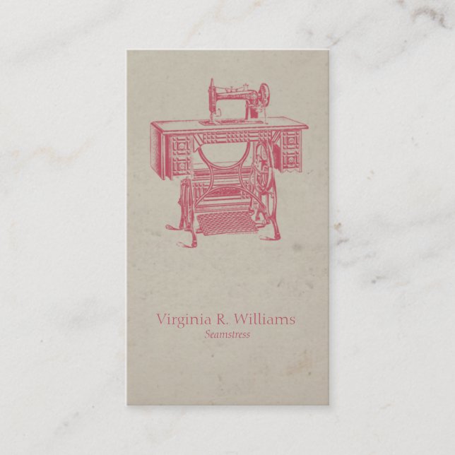 Vintage Sewing Machine Seamstress Business Card (Front)