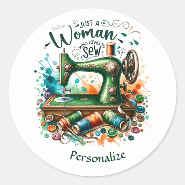 Vintage Sewing Machine Seamstress Dressmaker Classic Round Sticker (Front)