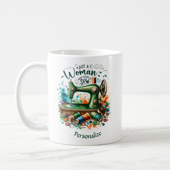 Vintage Sewing Machine Seamstress Dressmaker Coffee Mug (Left)