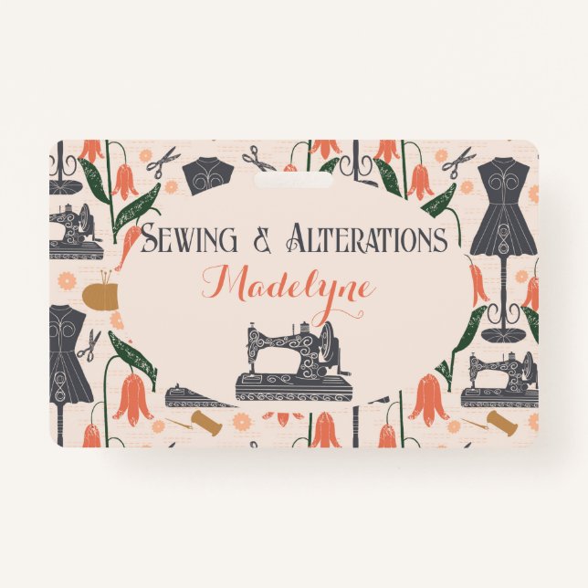 Vintage Sewing Machine Seamstress Tailor Badge (Front)