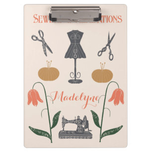 Vintage Sewing Machine Seamstress Tailor Clipboard