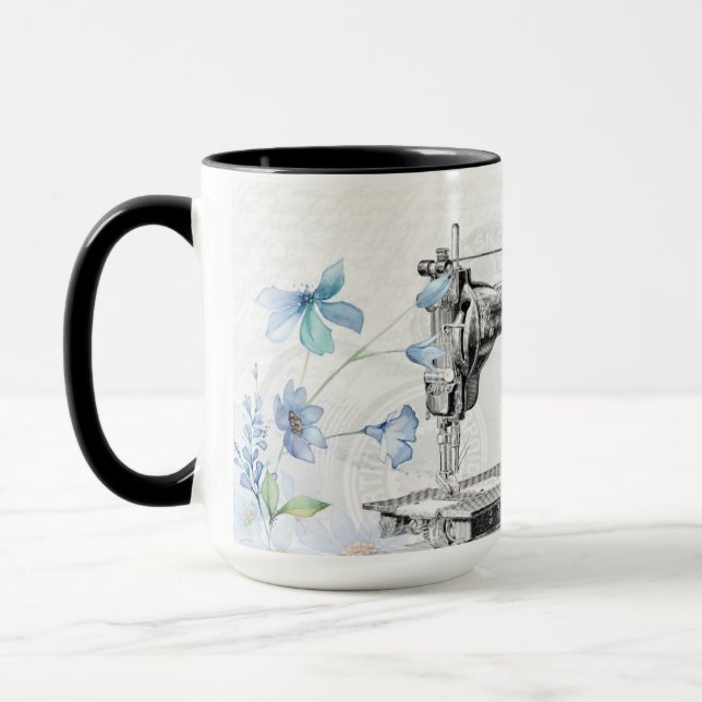 vintage-sewing-machine-sew-needle Latte Mug (Left)