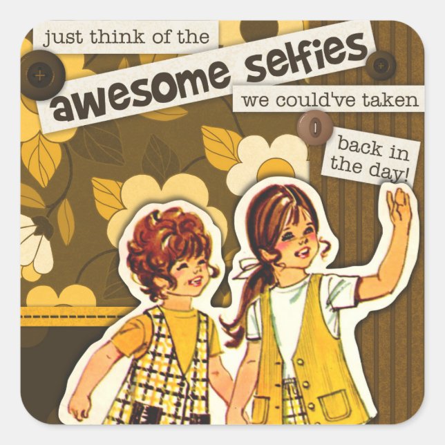 "Vintage Sewing Pattern Art" Selfie Stickers (Front)