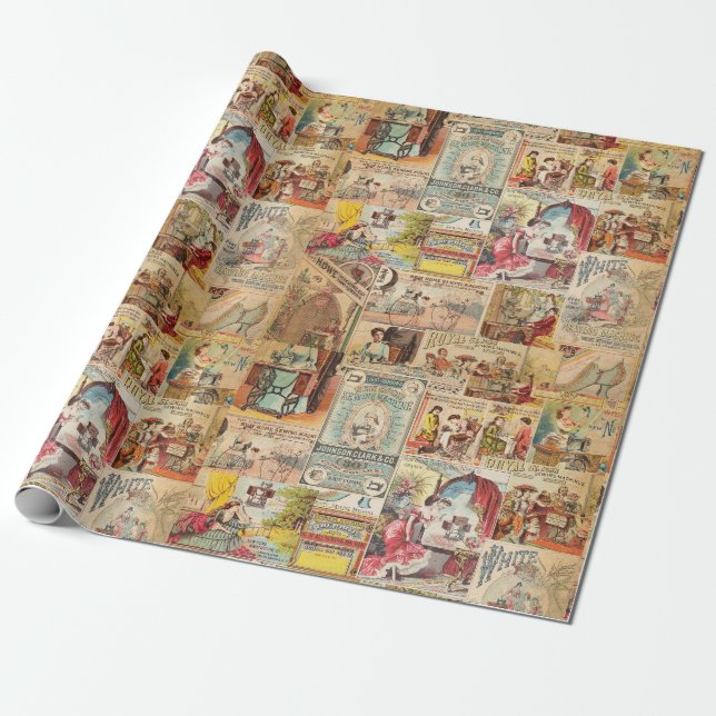 Vintage Sewing Pattern Wrapping Paper (Unrolled)