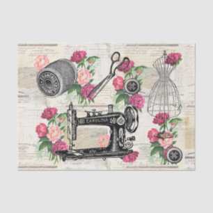 Vintage Sewing Pink Roses French Tissue Paper