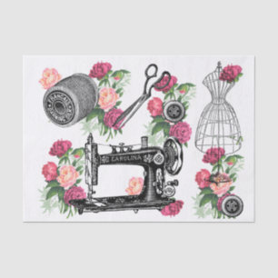 Vintage Sewing Pink Roses Tissue Paper