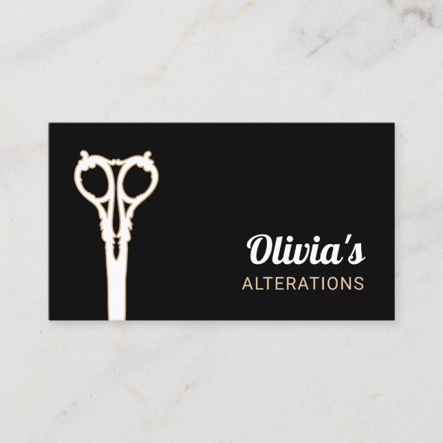 Vintage Sewing Scissors Tailor Business Card (Front)