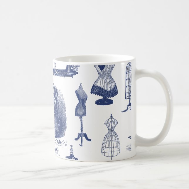 Vintage Sewing Toile Coffee Mug (Right)