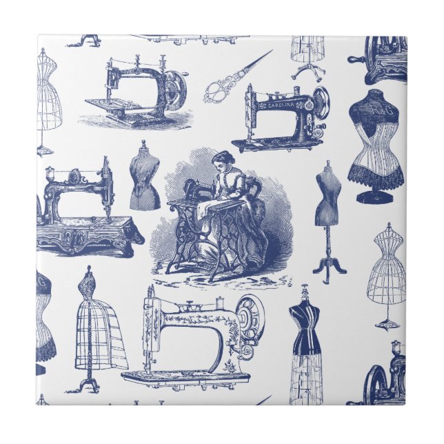 Vintage Sewing Toile Tile (Front)