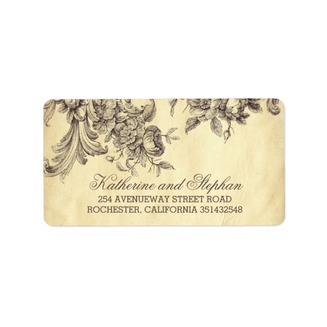Vintage Shabby and Chic Flourishes Wedding Label (Front)