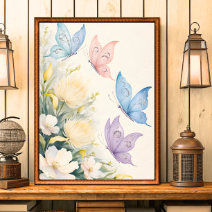 Vintage Shabby Chic Butterflies Wall Art