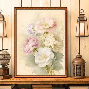 Vintage Shabby Chic Floral Bloom Wall Art