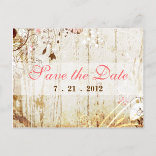 Vintage Shabby Chic Floral  Save the Date Postcard