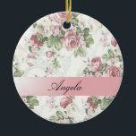 Vintage Shabby Chic Flowers-Personalized Ceramic Ornament<br><div class="desc">A vintage style floral pattern designe on white background.The perfect romantic gift idea. Click the Customize It button to change fonts, move text around and further customize your designe.</div>