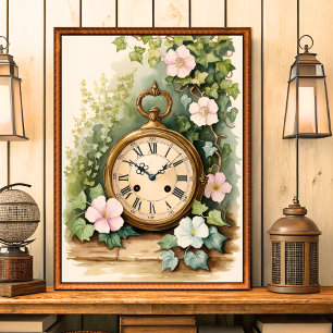 Vintage Shabby Chic Garden Clock Wall Art