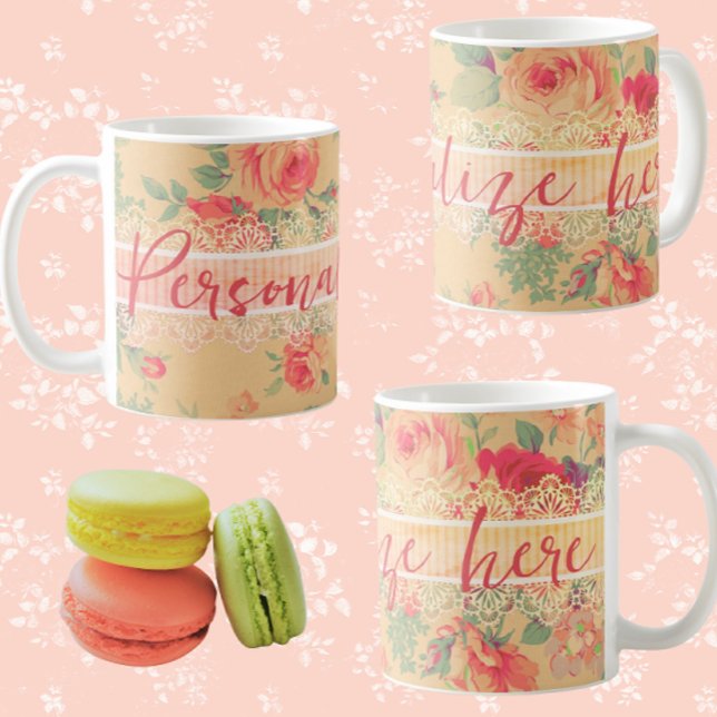 Vintage Shabby Chic Personalized  Coffee Mug (Personalize for a special someone...)
