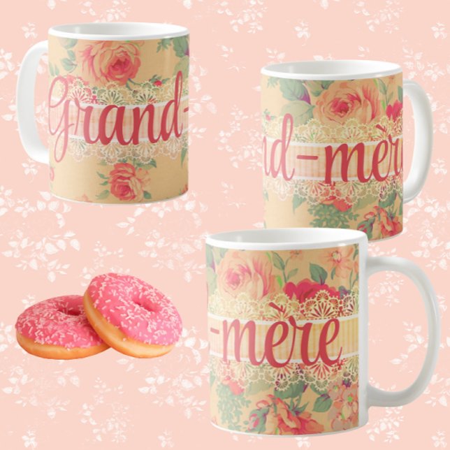 Vintage Shabby Chic Personalized Grand-Mère Mug (French word for grandmother, or personalize it with your own message...)