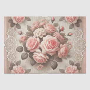 Vintage Shabby Chic Pink Rose Floral Tissue Paper